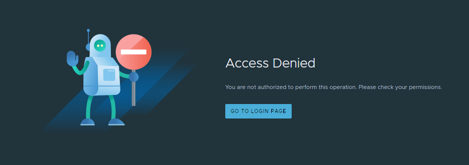Access denied since vIDM local admin isn’t assigned an NSX role