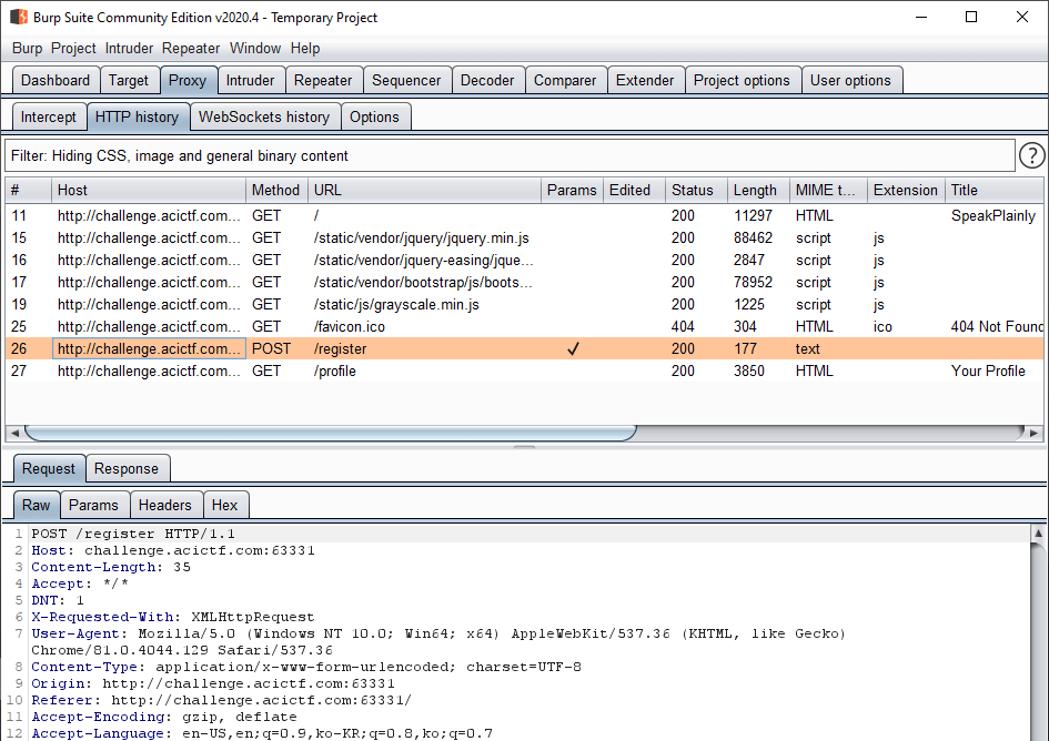 Burp Suite History